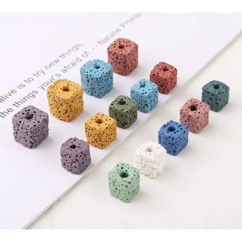 6pcs New Fashion Morandi Color Earrings for Women natural volcanic rock perforated square earrings material DIY Jewelry Making