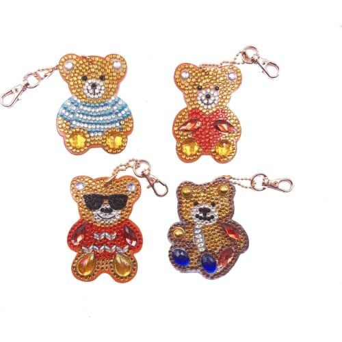 Diamond painting Minnie Bear Keychain Diamond Mosaic Embroidery Bag Pendant Ornament Birthday Gift women Girl Jewelry Keyring