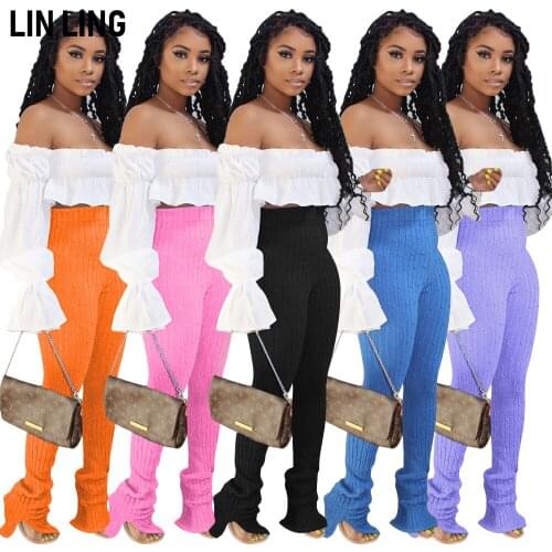 LINLING Solid Casual Pants Versatile Fashion High Waist Bodycon Elastic Split Breathable Pencil Pants for Women