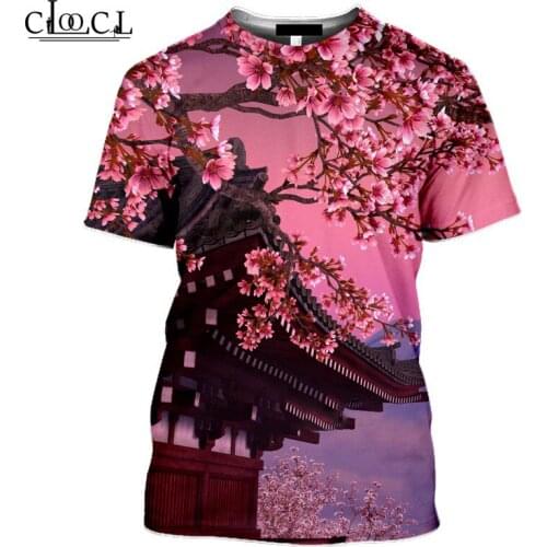 CLOOCL Japan Pink Cherry Blossom Men T Shirt 3D Printed Short Sleeve T Shirts Men Women Fitness Hip Hop Clothing Tops