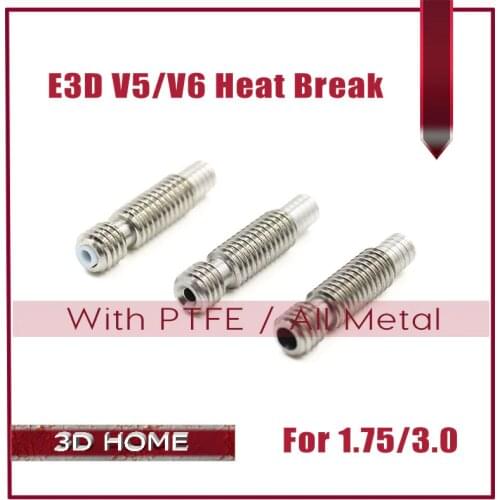 E3D Heat Break Hotend Throat All Metal/ With PTFE M6 M6 For 1.75 mm/3.0mm Filament Stainless Steel 3D Printer