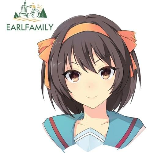 EARLFAMILY 13cm x 10.2cm for Suzumiya Haruhi Anime Car Sticker Scratch-Proof Car Assessoires Windows Windshield Decal VAN Decor