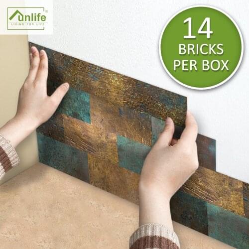 Funlife® AMERICAN STYLE™ 14pcs Copper Metal Tile Decals Floor Sticker Makeover Furniture Waterproof Bathroom Kitchen Home Decor