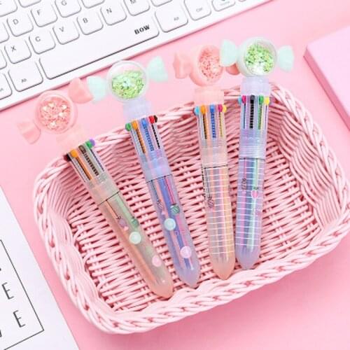 Sequin Ten Color Gel Pen Novelty Stationery Cute Pen Cartoon Student Gel Pens Black Writing Kawaii Pens School Supplies