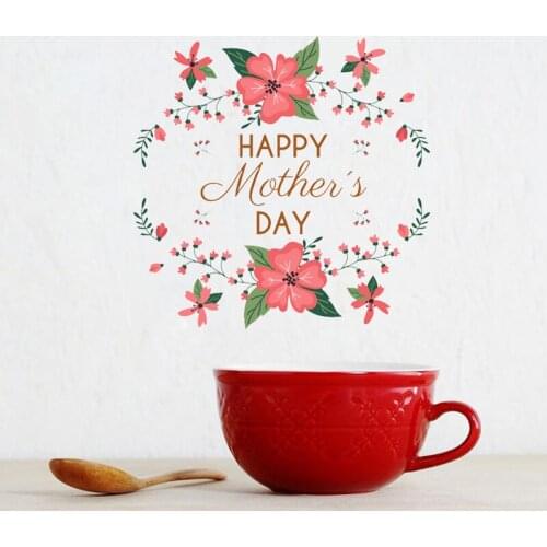 Garland Wall Stickers Flower for Mothers Day Home Living Room Decoration Bedroom Door Sticker Vinyl Self-adhesive Gift