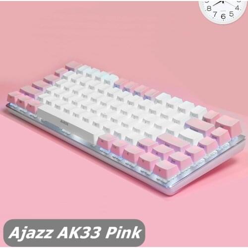 Ajazz AK33 Pink Mini Portable Cute Girl USB Wired Mechanical Keyboard Black Blue Red Axis With Side Engraved Characters