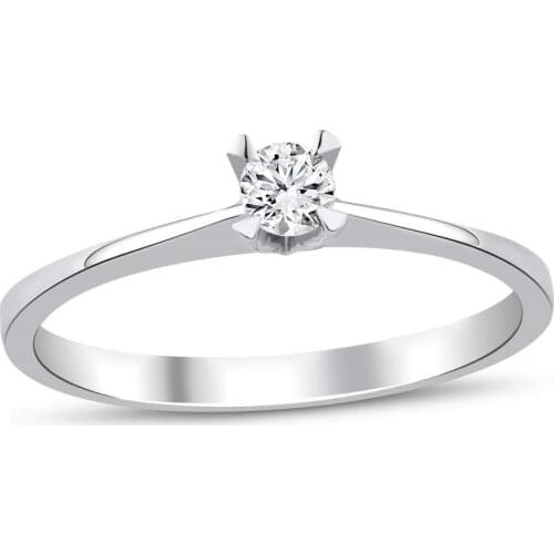 18k Gold Natural Diamond 0.13ct E-F vs Solitaire Ring WPY3131-3