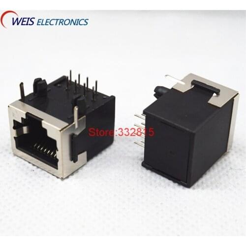 100PCS Connectors RJ45 Socket 58 Half pack Network socket 90 degree Horizontal Curved foot 8 core Shield FREE SHIPPING
