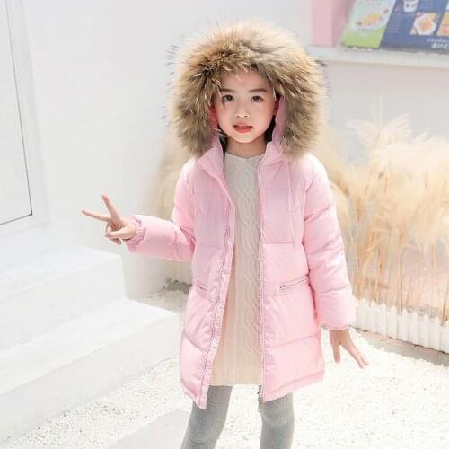 80% Duck Fur Girls Boys Down Coats Warm Jacket Hooded Children Outerwear Coat 3-12 Years Old Teenage Girls Clothing Pink Clothes
