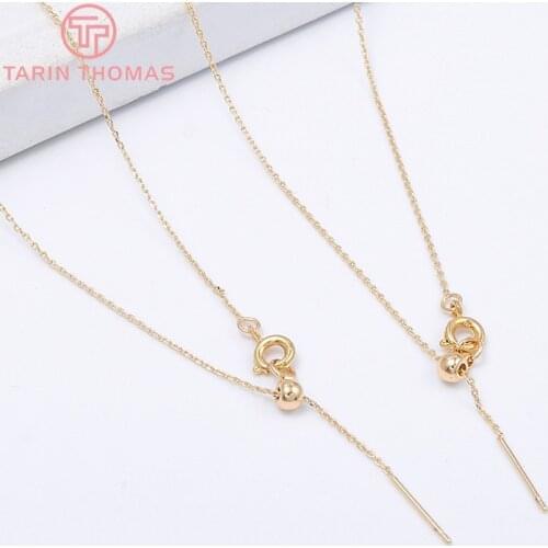 2PCS Thickness 1MM 24K Gold Color Plated Brass Necklace Chains Bracelet chains High Quality Diy Jewelry Findings Accessories
