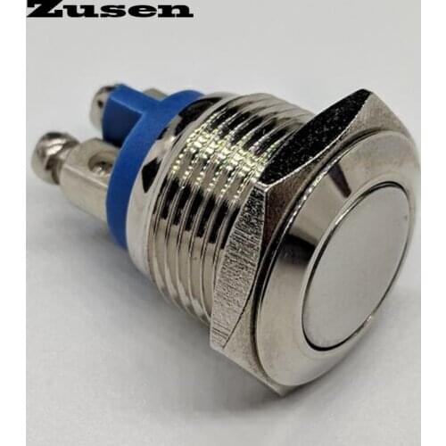Zusen 16mm flat head Momentary Nickel-plated brass Metal Momentary Push Button Switch(ZS16F-10/N)