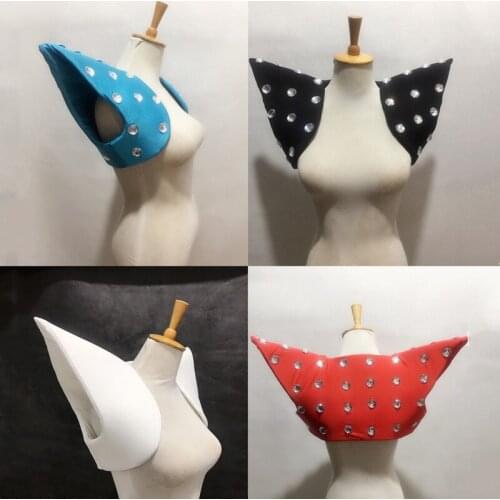 Men Women Shawl Black White Armor Shoulder Vest Stage Performance Accessories Nightclub DJ Singer Dancer Performance Costume