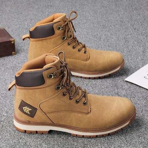 2021 Winter New Fashion Men Boots Leather Waterproof Lace Up Military Boots Men Ankle Lightweight Shoes For Men Casual Sneakers