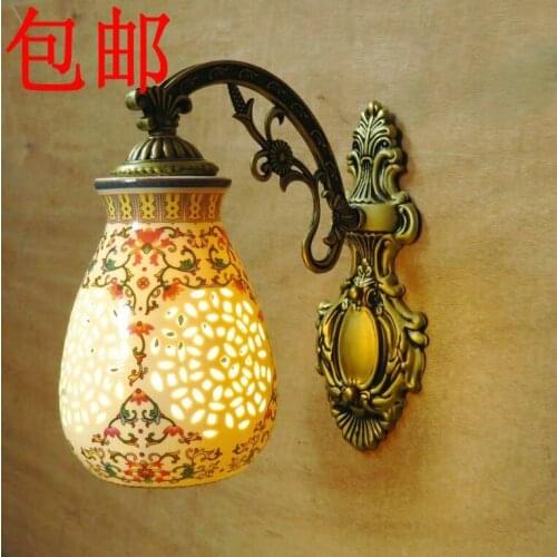 Chinese style ceramic wall lamp ofhead vintage ceramic wall lamps wall lights Living Room Dining Room Bathroom