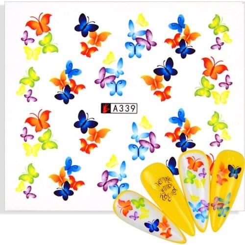 2021 New Nail Sticker Insect Leaf Flower Transfer Stickers Butterfly Watermark Slider for Manicure Nail Art Decoration