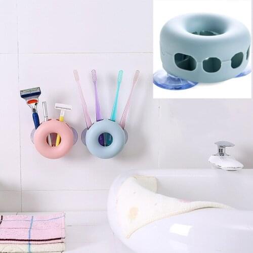 New Wall Suction Style Toothbrush Holder Simple Round Toothbrushes Rack Fashion Home Bathroom Decoration Supplies