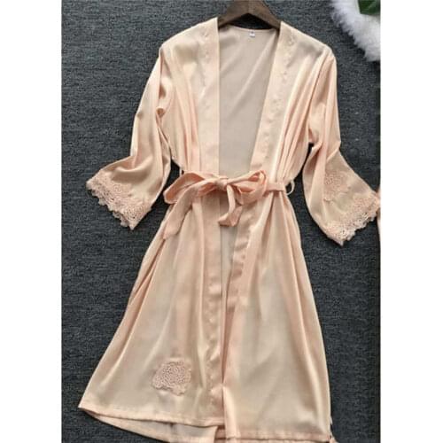 Autumn Lounge Wear Nightgowns Sleepshirt For Ladies Lace SleepWear Sleeping Robes