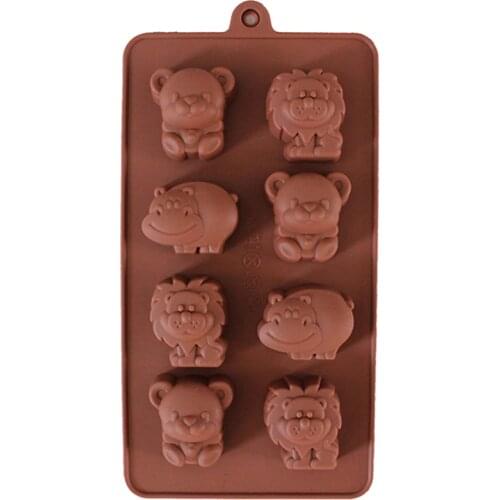 Food Grade Lion Hippo Bear Shape Silicone Chocolate Mold /Cake Mold/Cookie Mould D503