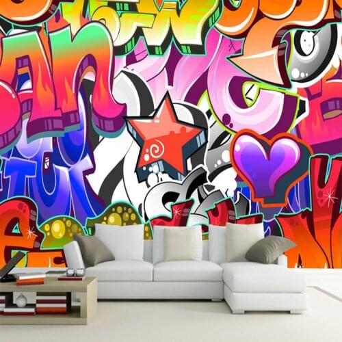 Personalized Customization 3D Colorful Graffiti Mural Wallpaper KTV Bar Clubs Background Wall Papers Creative Art Wallpaper Roll