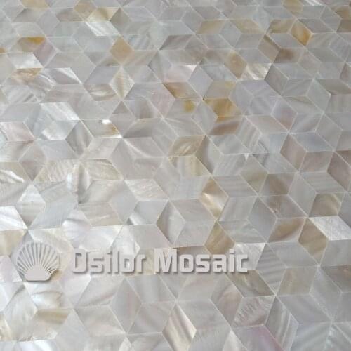 Rhombus pattern 100% natural Chinese mother of pearl tile for interior house decoration polished shell tile wall tile