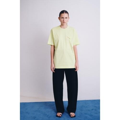 Spring Summer 2021 New Arrivals Cotton O Neck Short Sleeves Loose Casual Lime Color T Shirt Women