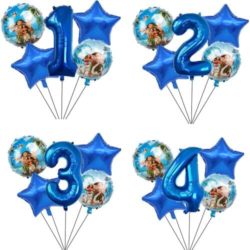 5pcs/lot Moana balloons 30 inch blue Number balloon supplies Cute Princess moana theme birthday party decoration kids toys gifts