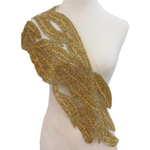 Leaf Craft Transfers Beads Motif Hot Fix Rhinestones Embellishment Iron on Patches Sewing Supplies