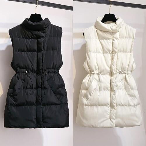 Womens Vest 2020 Winter Sleeveless Long Vest Jacket Plus Size Waistcoat Padded Coats Female Loose Warm Puffer Coat Ladies Parka