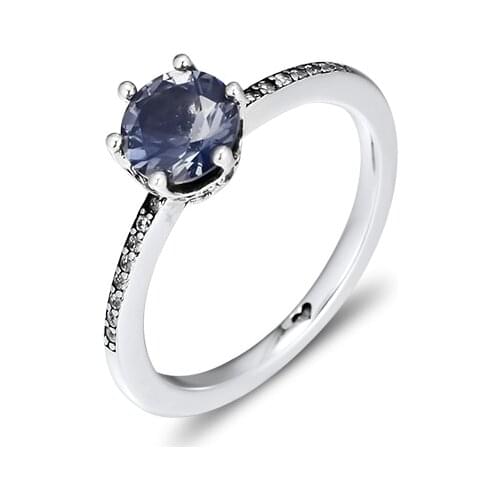 CKK Silver 925 Jewelry Blue Sparkling Crown Ring For Women Fashion Gift Sterling Silver Original Ring