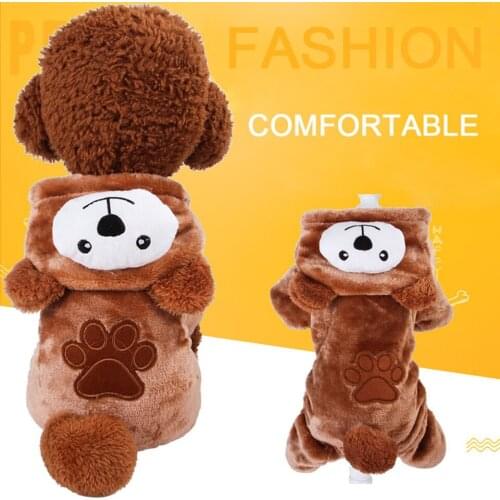 Winter Warm Pet Dog Clothes Soft Cotton Four-legs Hoodies Outfit For Small Dogs Chihuahua Pug Sweater Clothing Puppy Coat Jacket