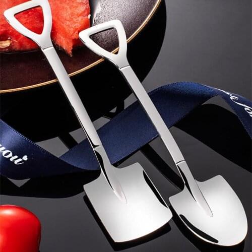 1/2/4PCS Stainless Steel Shovel Coffee Spoon Set Scoop Shovel Creative tea-spoon Ice Cream Dessert Spoon Birthday Gift Tableware