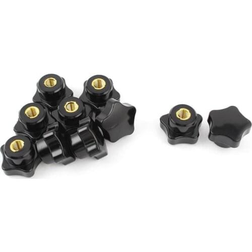 15pcs 32 mm Dia M6/M8 Thread Screw On Type Black Plastic Star Head Clamping Knob Grip
