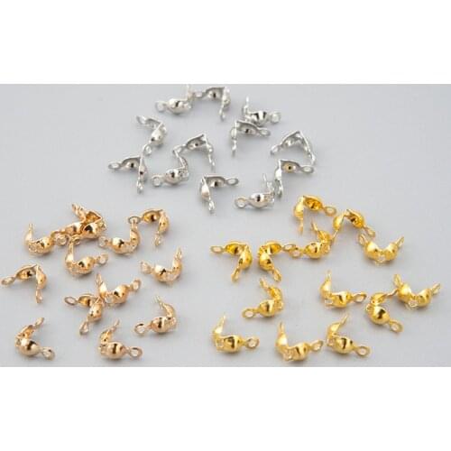 200pcs/lot Metal Cords Closure End Beads Manual Bracelets Necklace Connector Buckle Clamp Crimp Beads DIY Jewelry Findings