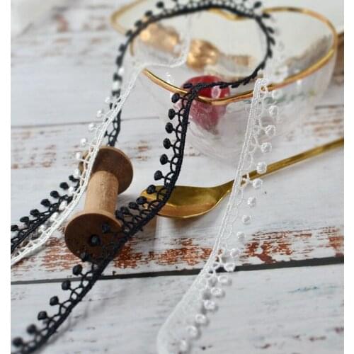 3 Meters Wholesale Water Soluble White Black Lace Trim Applique Craft 1cm Width Lace Fabric DIY Sewing Accessories