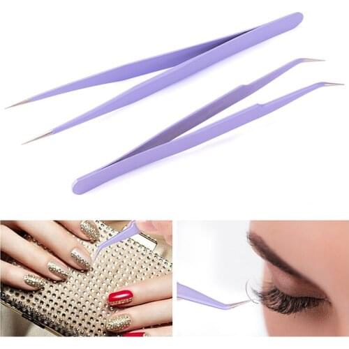 3 Pcs/set Anti-static Precision Tweezers Stainless Steel Eyebrow Tweezers DIY Diamond Drill Tools Hand Tools hot