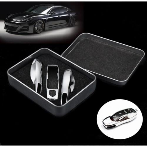 3pcs High Quality Chrome Silver Remote Car Key Case Fob Covers Shell For Porsche Panamera Macan Cayman 911 Styling