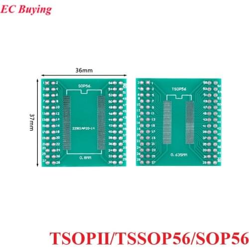 5PCS TSOPII TSSOP56 SOP56 Transfer Board Adapter PCB Pinboard SMD To DIP Pin IC Test Plate 0.8mm 2.54mm Pitch Converter Socket