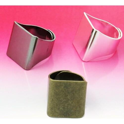 5Unids 19*20mmSilver/Gold/Gun Blank/Antique Bronze Adjustable square plane Ring Blank for Cameo Cabochons