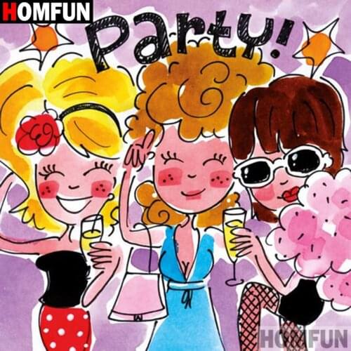 HOMFUN Full Square/Round Drill 5D DIY Diamond Painting "Text cartoon girl" 3D Embroidery Cross Stitch 5D Decor Gift A16853