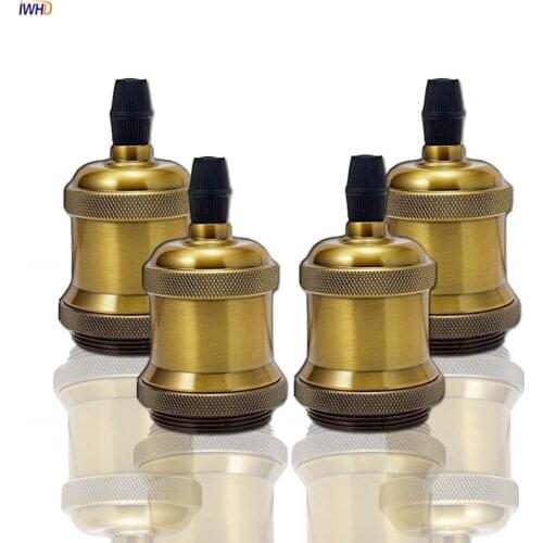IWHD Aluminum Portalamparas E27 Lamp Holder Base For Light Bulb Vintage Retro Douille Fitting E27 Socket Light Bulb Holder CE UL