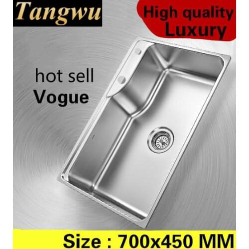 Free shipping Home vogue wash vegetables luxury kitchen single trough sink durable 304 stainless steel hot sell 700x450 MM