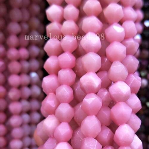 Free Shipping Beautiful Jewelry 6mm; 8mm Faceted Natural Pink Opal Star Women Men Spacers Loose Beads 15" G7790
