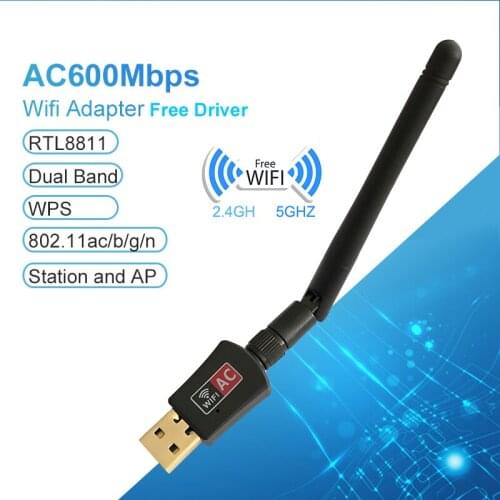 Free Driver Wifi Adapter 600Mbps Wireless Wifi Antenna Adapter 802.11AC Dual Band Network Card for Desktop Laptop Drop Shipping