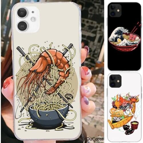 Delicious food noodle egg fish shrimp Phone Case For iPhone 7 8 Plus X XS Max XR Coque Case For iphone 5s SE 2020 6 6s 11Pro