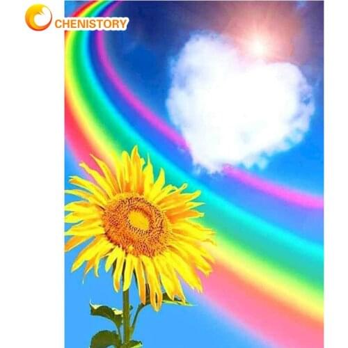 CHENISTORY 5D Diamond Painting Colours Of Rainbow Scenery DIY Diamond Embroidery Sale Flower Cross Stitch Kit Home Decoration