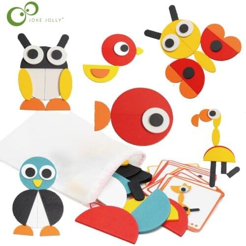 Montessori Wooden Animal Jigsaw Puzzle Board Set Colorful Baby Educational Wooden Toy for Children Learning Developing Toys GYH