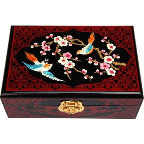 Wooden Painted Jewelry Box Lacquerware Storage Box Jewelry Box Home Decoration Utensils Wedding Gift Wedding Decoration