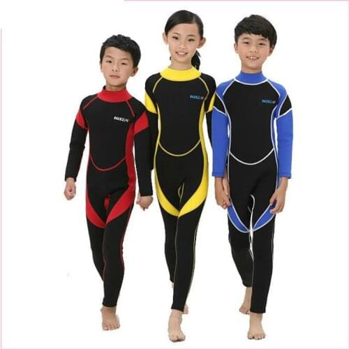 Kids Scuba One-piece Diving Suit 2.5 MM Neoprene Snorkeling Wetsuit for Girl Long Sleeves UV Protection Surfing Swimwear