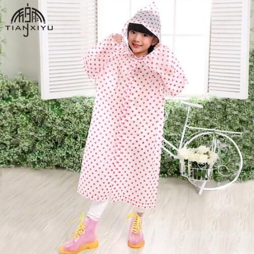 2 Pcs Children Poncho Waterproof Cute Dots Transparent Kid Non-disposable Rain Cover Kids Rainwear For Camping Riding Rain suit