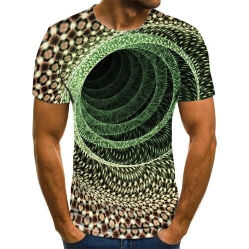 Three-dimensional graphic T-shirt casual lattice tops 3D mens T-shirt summer T-shirt mens O-neck shirt plus size streetwear